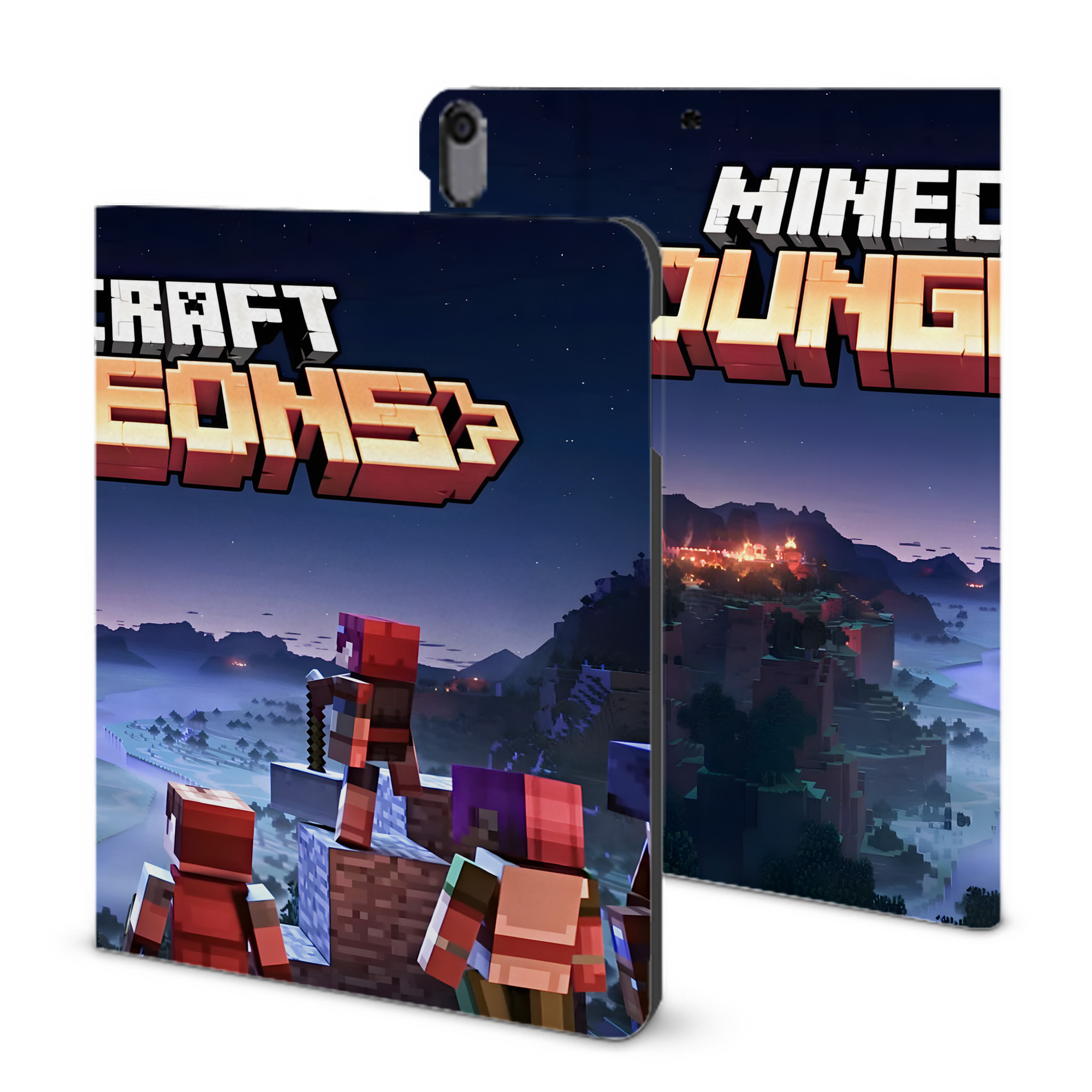 （画像用） マインクラフト ブロックの世界 Minecraft MC Block world IPad ケース ブック型 PUレザー TPU 耐衝撃 軽量 薄型 ペン収納なし 全面保護 IPad 各モデル対応